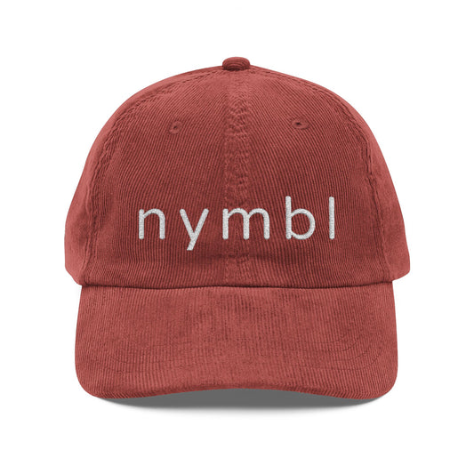 Vintage Corduroy Cap - Embroidered “nymbl” Logo, Retro Casual Dad Hat