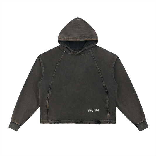 Nymbl Vintage Washed Frayed-Hem Hoodie - Unisex